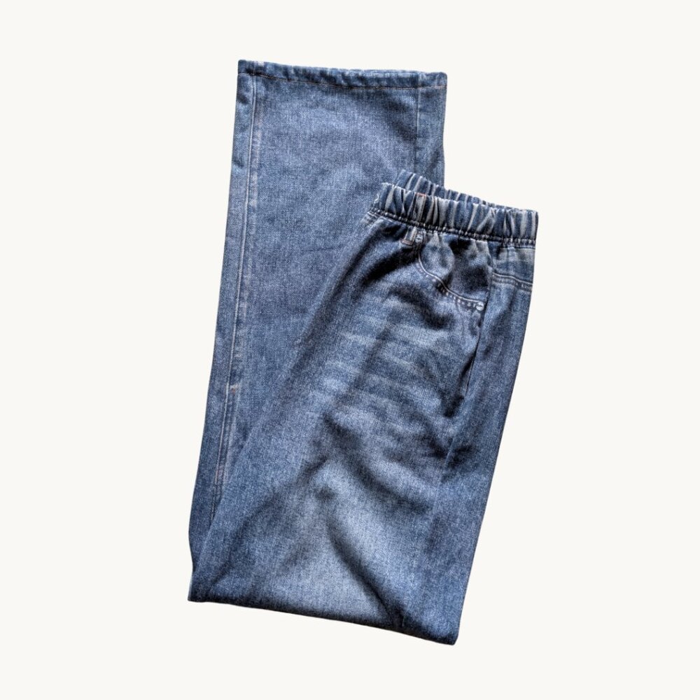 Funtour Wide Leg Sweatpant Jeans - Trompe L'oeil Denim Look - Small